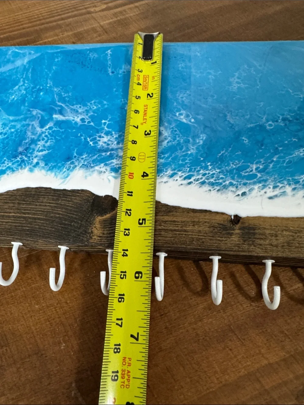 Coastal Wave Resin Wall Hook - Blue and White